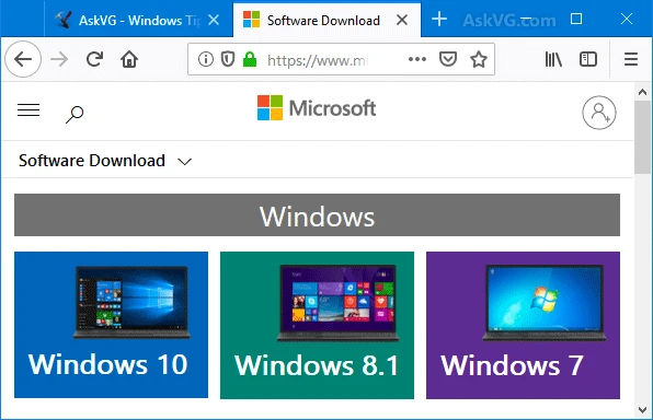 Download Windows 7,8,10 ISO from Microsoft website