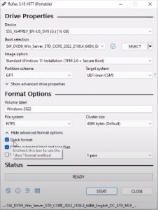 rufus creating bootable usb